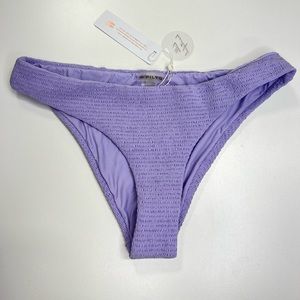 PILYQ PQ Swim Lavender Smocked Bikini Bottoms Teeny Cheeky Cut NEW with Tags
